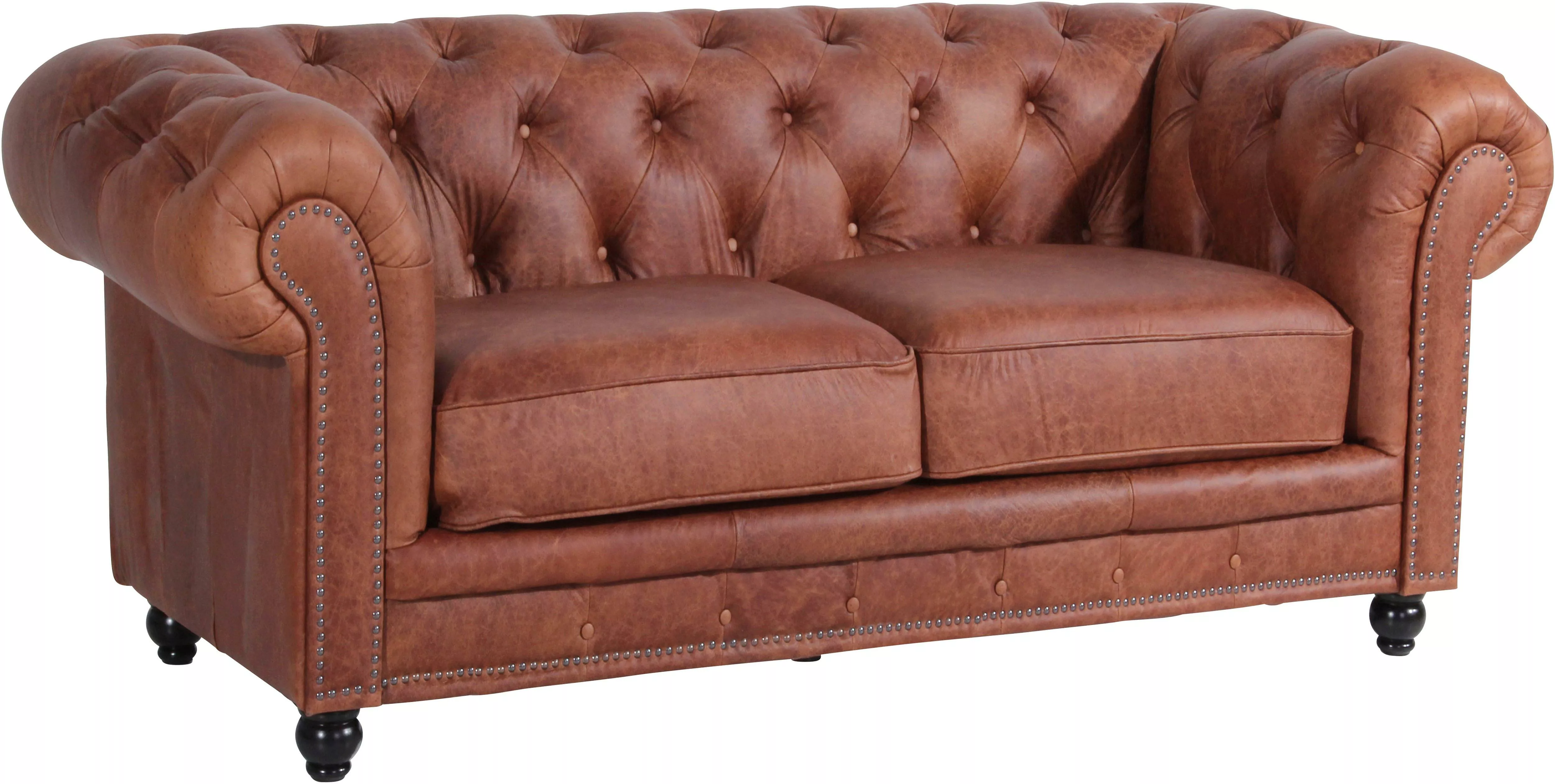 Max Winzer® Chesterfield-Sofa »Old England«, 2-Sitzer Ledersofa mit Knopfhe günstig online kaufen