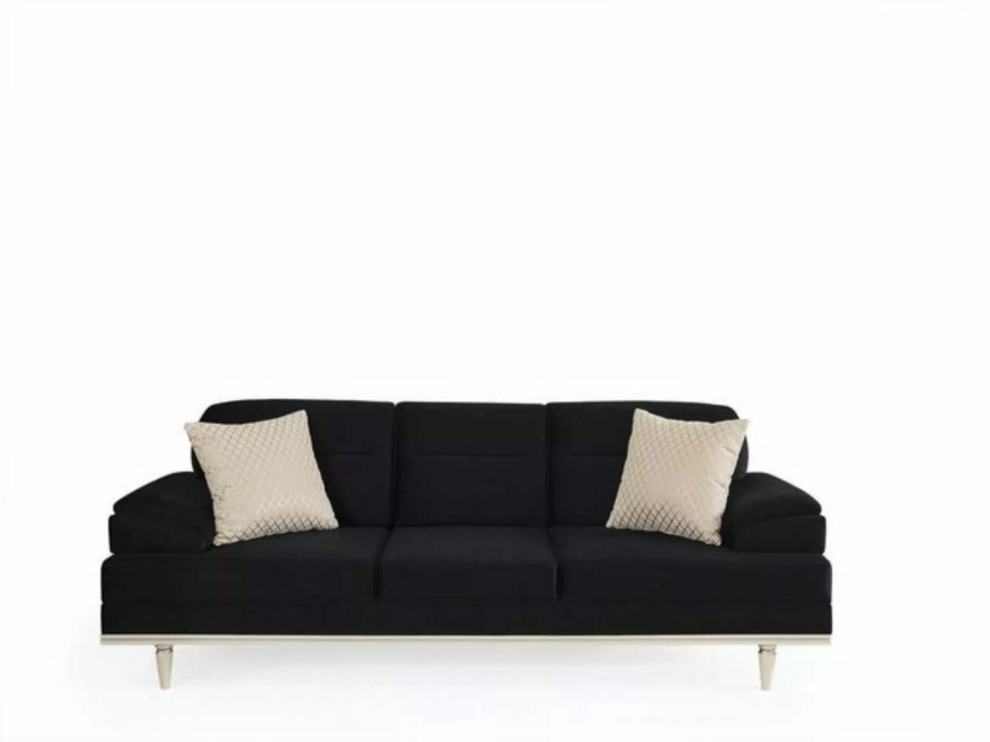 Xlmoebel Sofa Schwarzes 3-Sitzer-Sofa für das Wohnzimmer, Möbelstück, 240cm günstig online kaufen