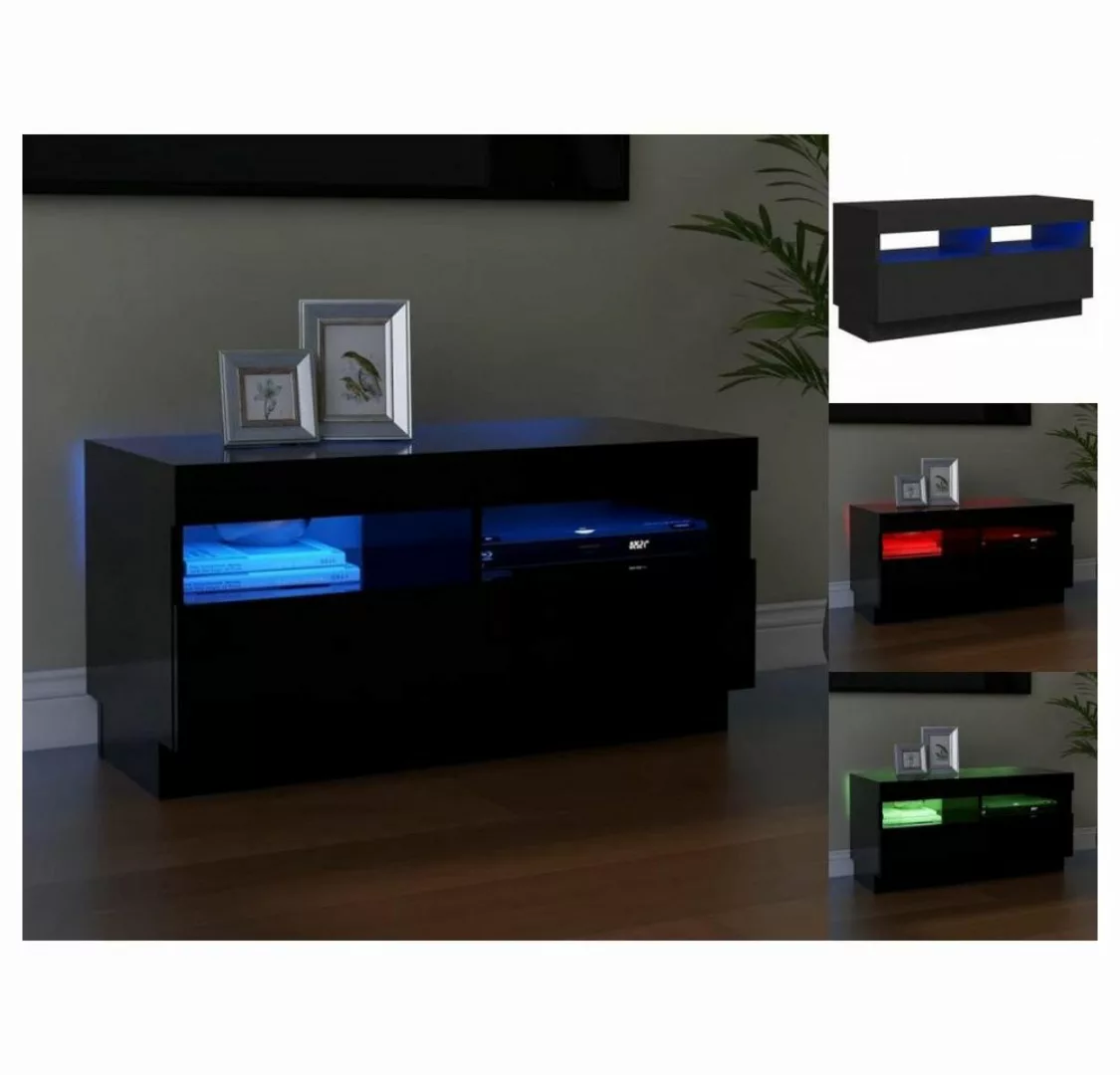 vidaXL TV-Schrank TV-Schrank mit LED-Leuchten Schwarz 80x35x40 cm Lowboard günstig online kaufen