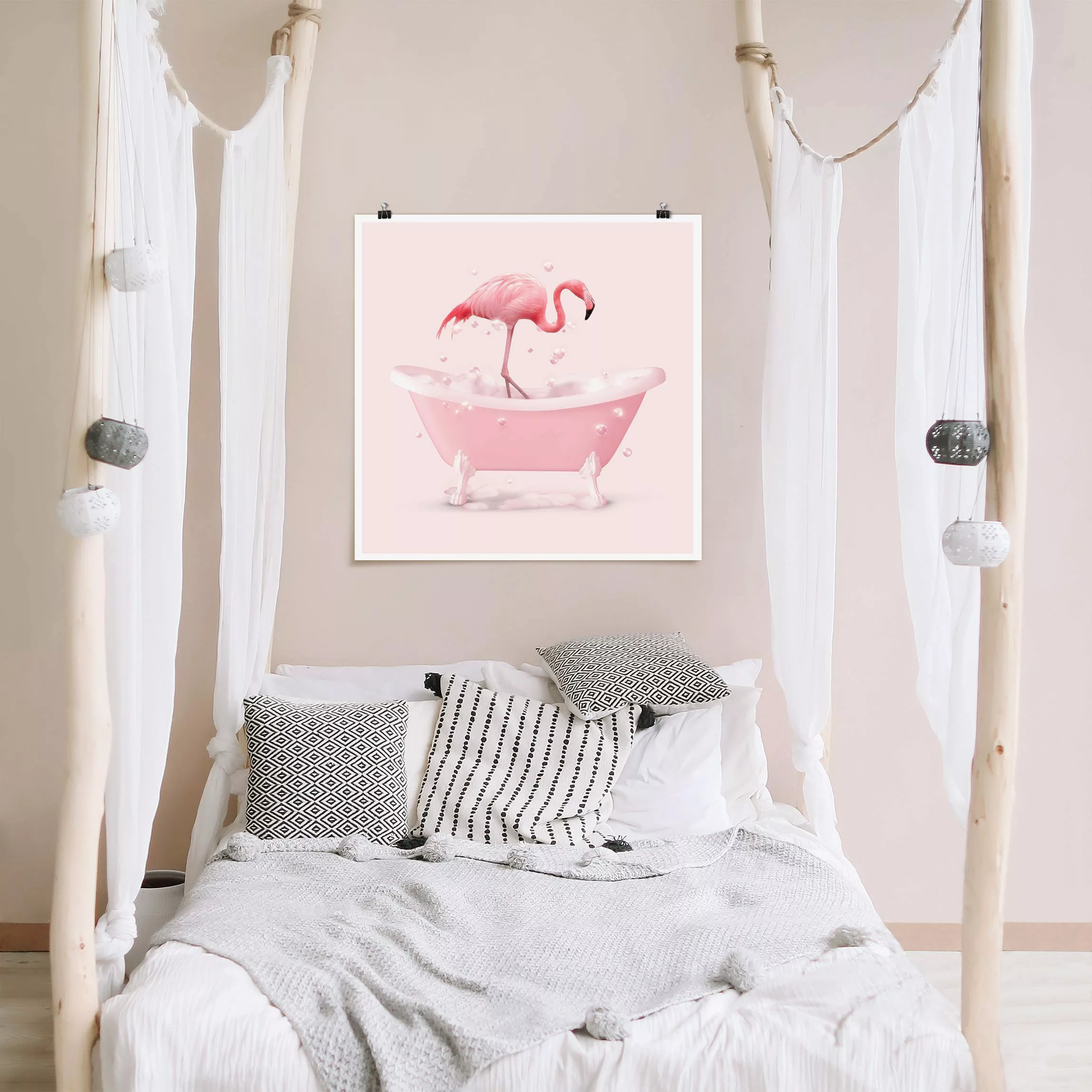 Poster Badewannen Flamingo günstig online kaufen