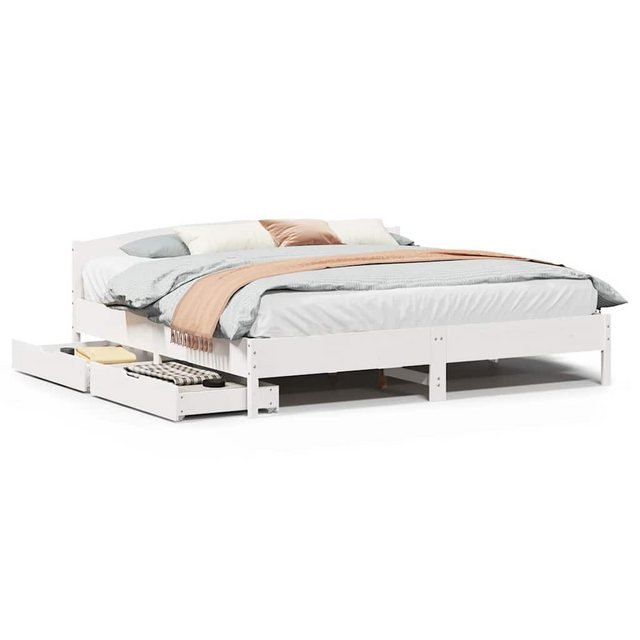 vidaXL Bett, Massivholzbett ohne Matratze Weiß 180x200 cm Kiefernholz günstig online kaufen