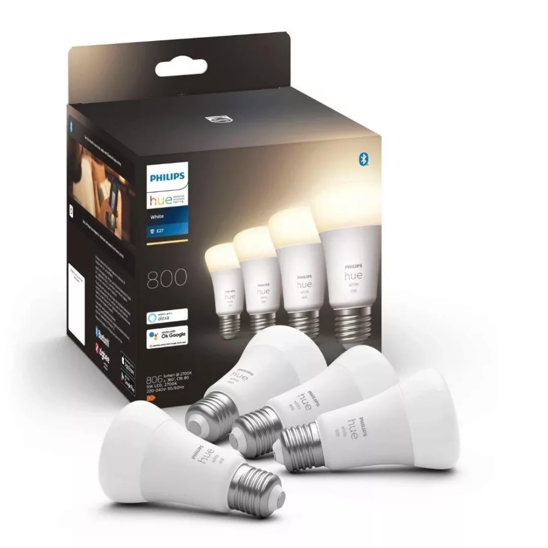 Smart Glühbirne Philips E27 Weiß 9 W 60 W F 800 Lm (2700k) (4 Stück) günstig online kaufen