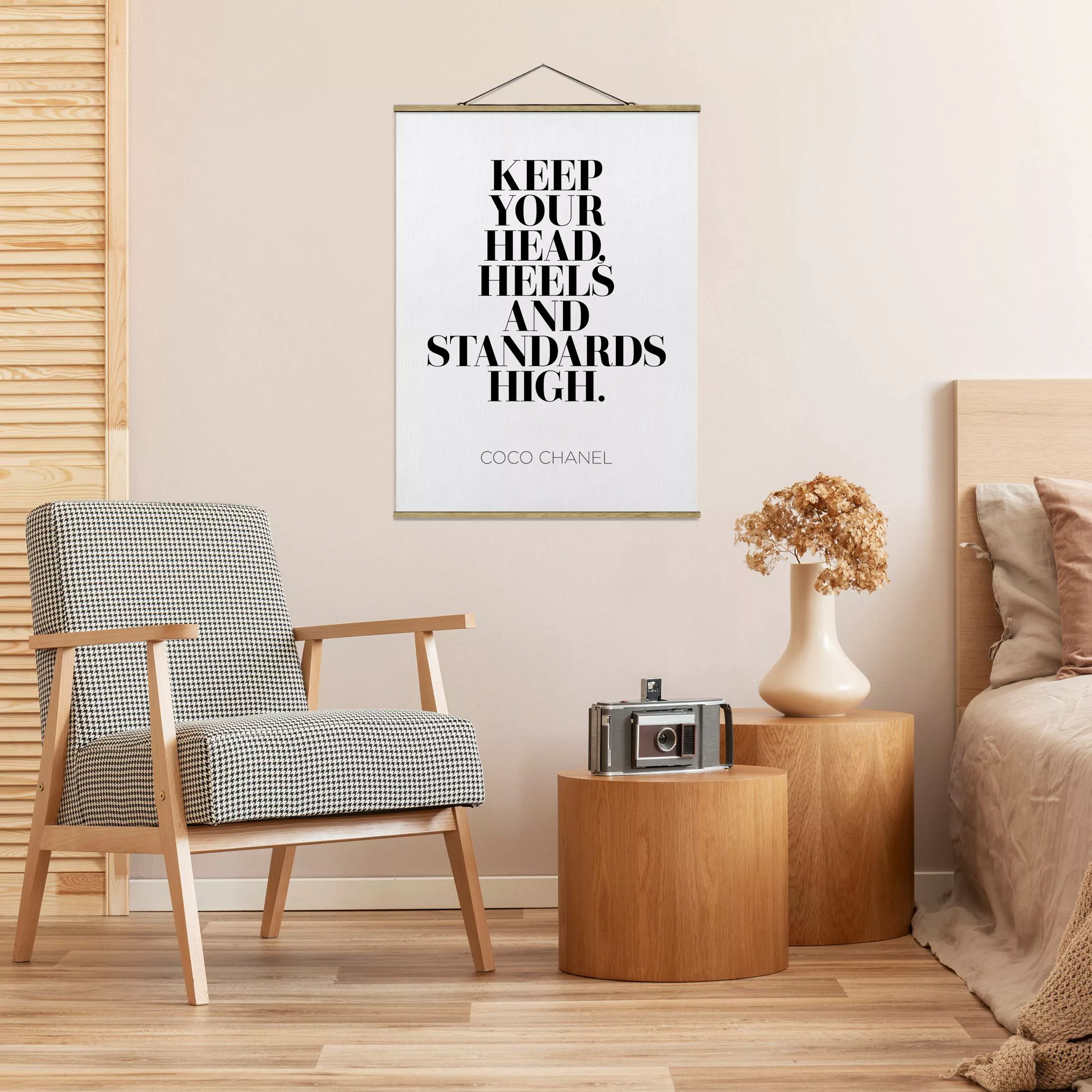 Stoffbild Spruch mit Posterleisten - Hochformat Keep your head high günstig online kaufen