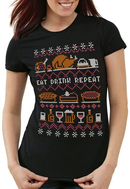 style3 T-Shirt Eat Drink Repeat Ugly Sweater weihnachtsessen fressen feiert günstig online kaufen