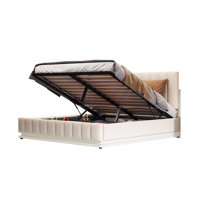 REDOM Polsterbett Doppelbett (160 x 200 cm mit LED, Metalllattenrost & Bett günstig online kaufen