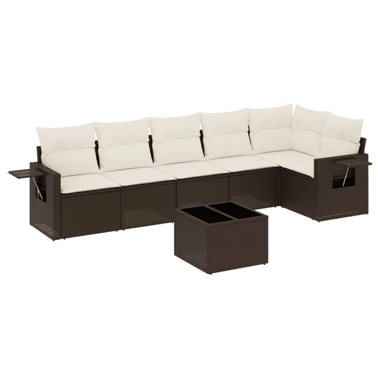 vidaXL 7-Tlg Garten-Sofagarnitur mit Kissen Braun Poly Rattan 3252540 günstig online kaufen