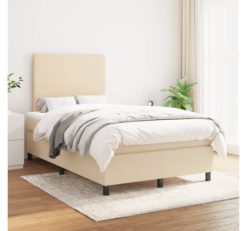 vidaXL Boxspringbett Boxspringbett mit Matratze Creme 120x200 cm Stoff Bett günstig online kaufen