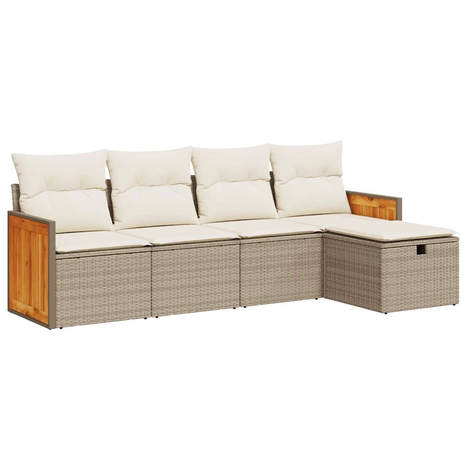 vidaXL 5-Tlg Garten-Sofagarnitur mit Kissen Beige Poly Rattan 3326013 günstig online kaufen