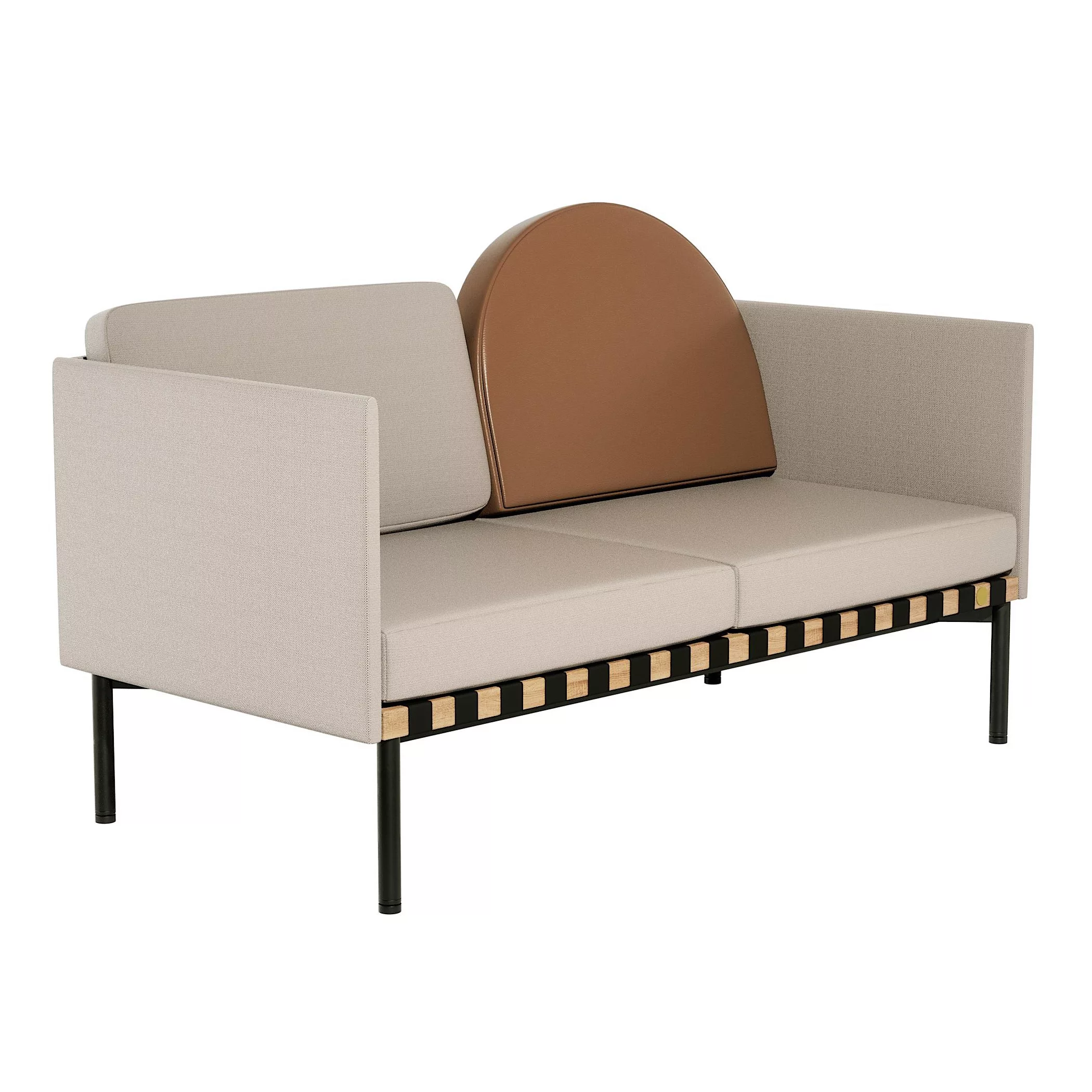 Petite Friture - Grid 2-Sitzer Sofa mit 2 Armlehnen Gestell Eiche - beige-g günstig online kaufen