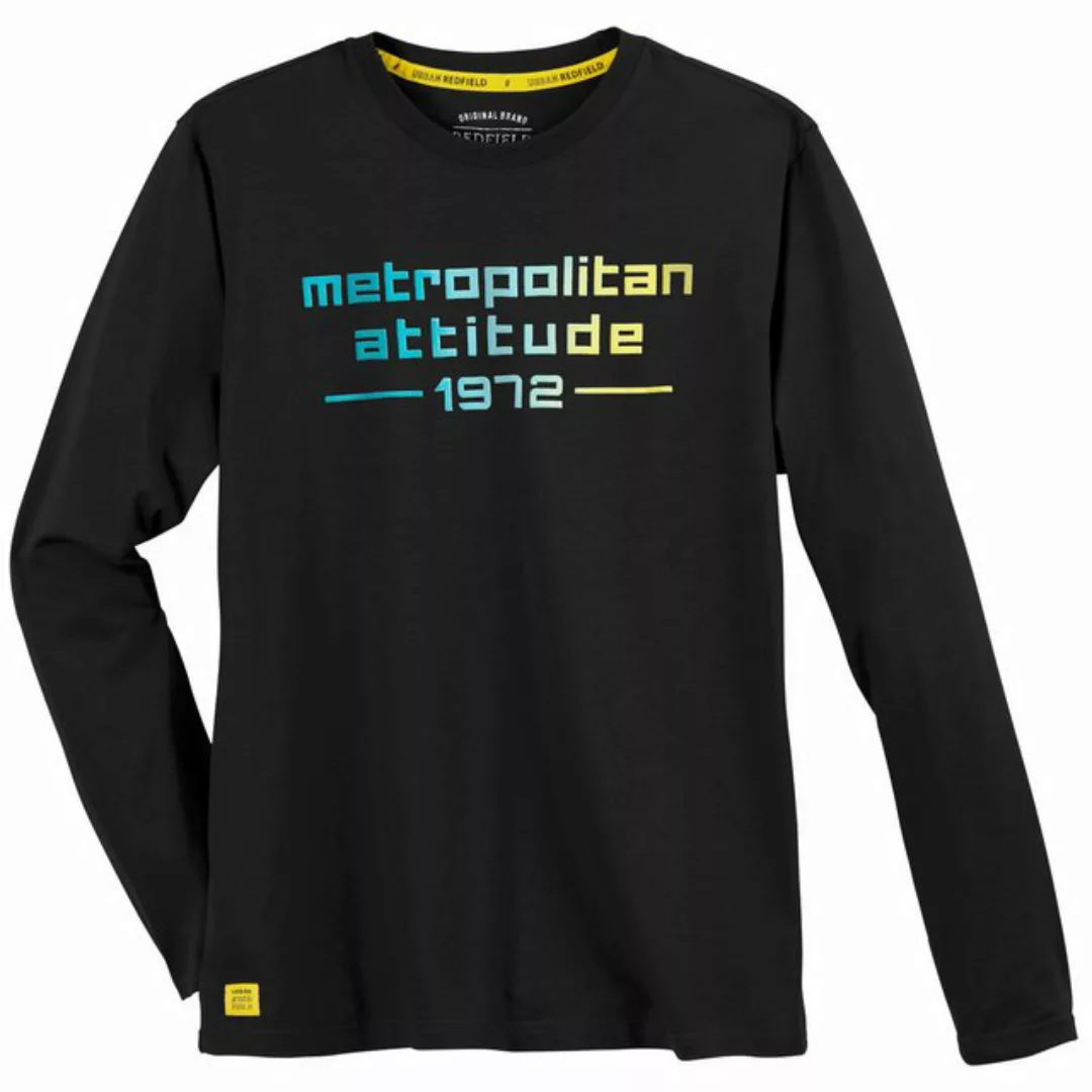 redfield Rundhalsshirt Redfield Übergrößen Longsleeve Metropolitan schwarz günstig online kaufen