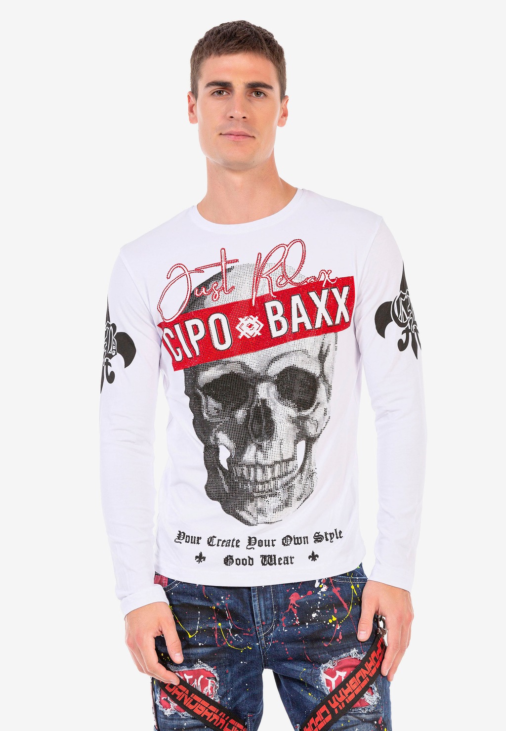 Cipo & Baxx Langarmshirt, mit aufwendigem Strass-Design günstig online kaufen