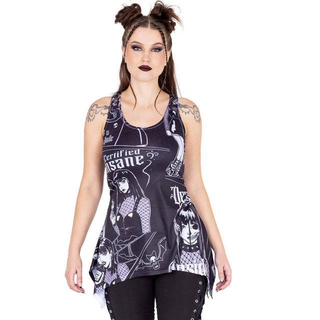 Heartless Tanktop Certified Insane Lace Panel Vest Gothic Goth Grufti Witch günstig online kaufen