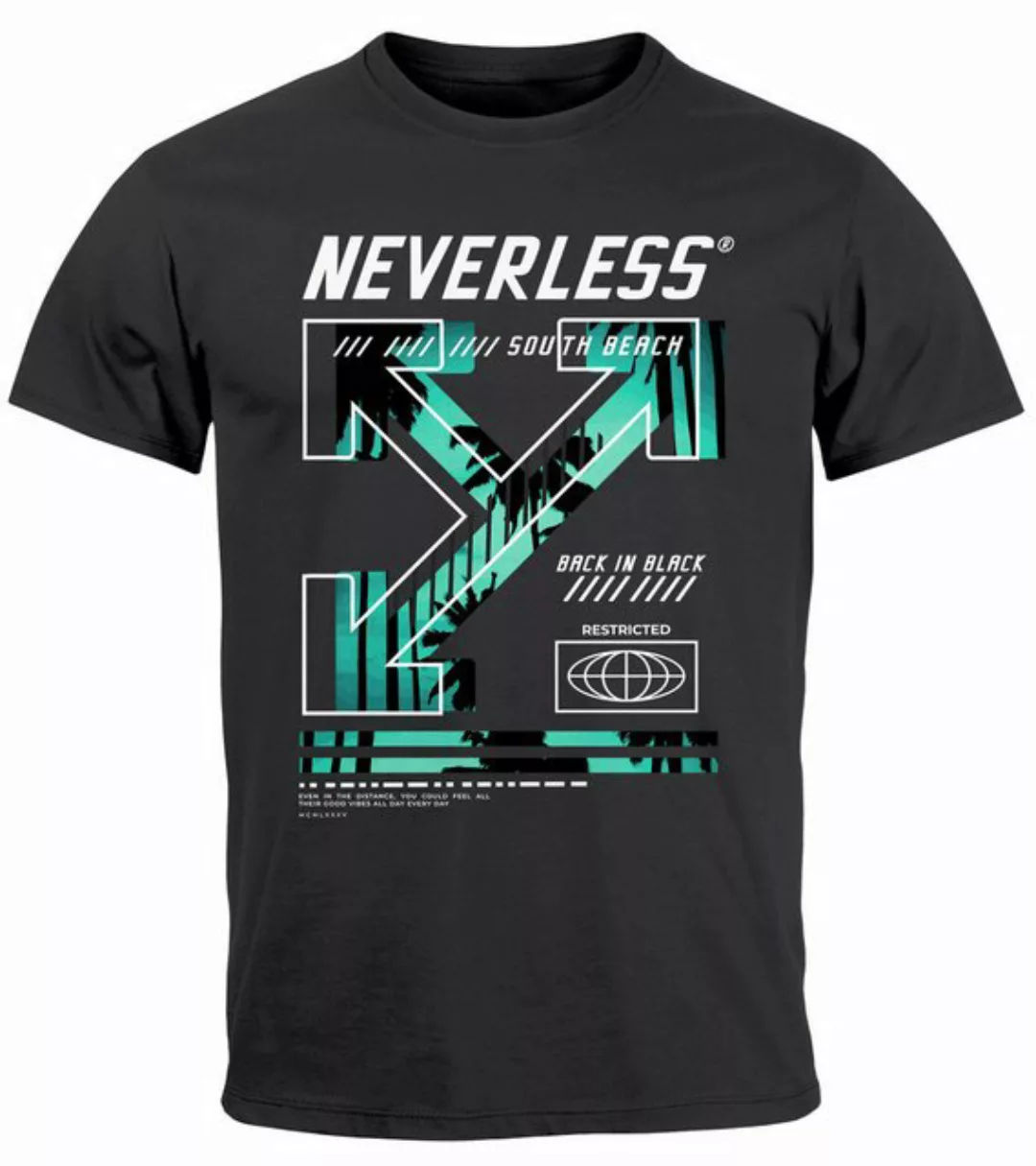 Neverless Print-Shirt Herren T-Shirt Text Print Aufdruck South Beach Techwe günstig online kaufen