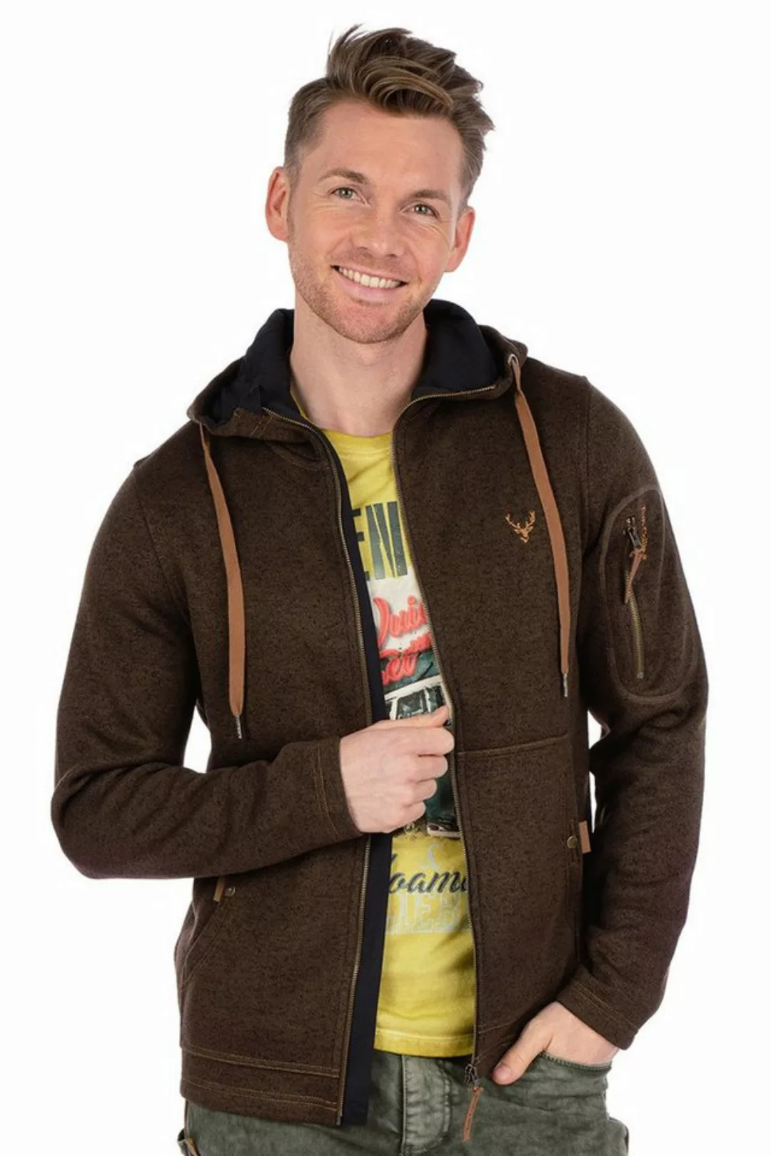 Tom Collins Outdoorjacke Strickfleecejacke Herren - RAMON - braun, hellgrau günstig online kaufen