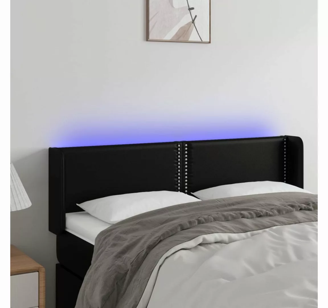 vidaXL Bett, LED Kopfteil Schwarz 147x16x78/88 cm Kunstleder günstig online kaufen