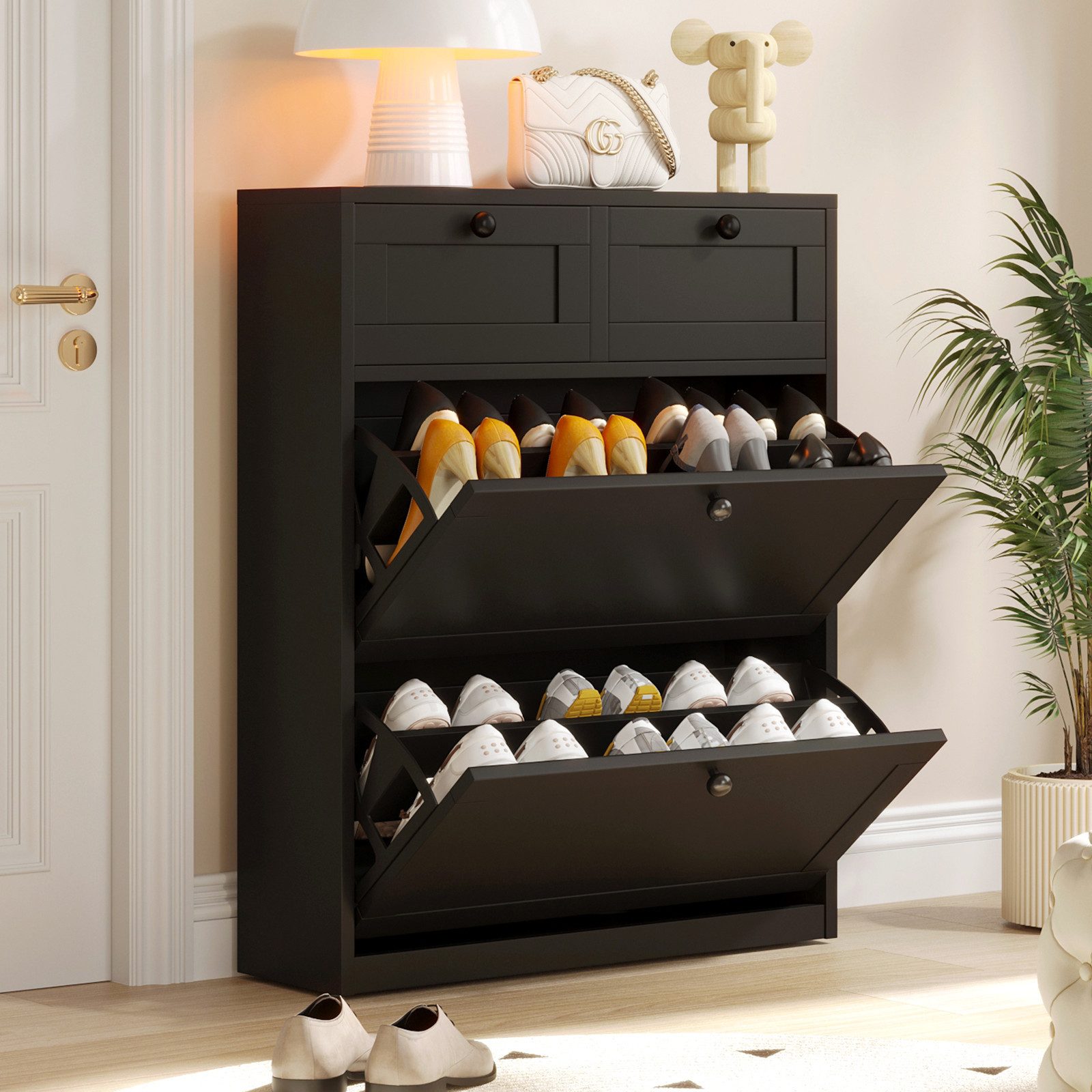 VOWNER Schuhschrank mit 2 Klappen, Schuhregal, günstig online kaufen