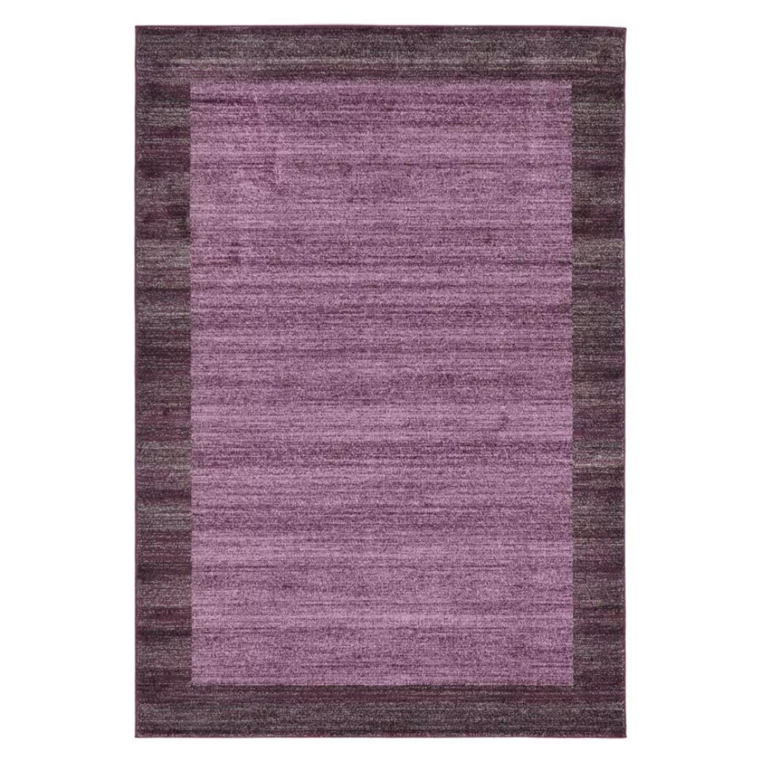 Moderner Kurzflor Teppich in Aubergine-Violett drei Größen günstig online kaufen