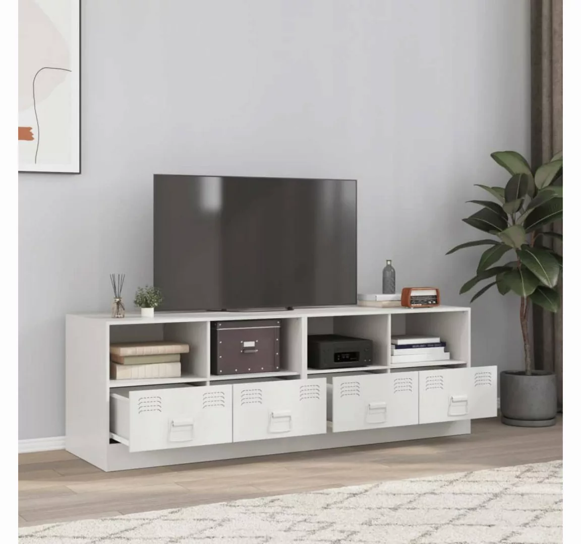 vidaXL TV-Schrank TV-Schränke 2 Stk. Weiß 67x39x44 cm Stahl (2-St) günstig online kaufen