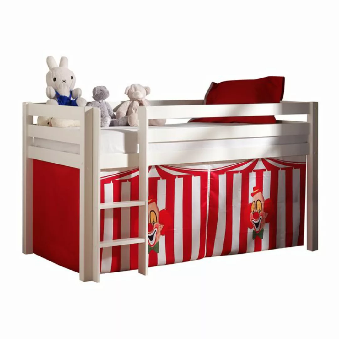 Spielbett Kinderzimmer mit Leiter und Textilset Zirkus PINOO-12 in Kiefer m günstig online kaufen