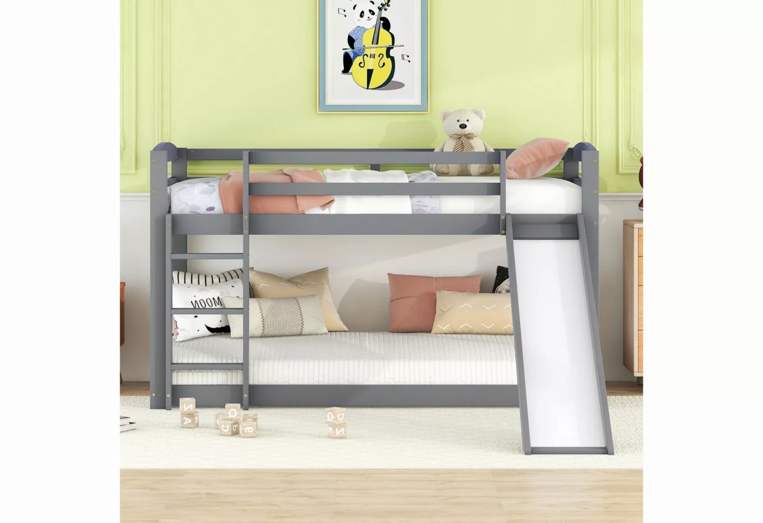 OKWISH Etagenbett Kinderbett Kinder und Jugendliche (90x200cm, Grau (ETA 7. günstig online kaufen