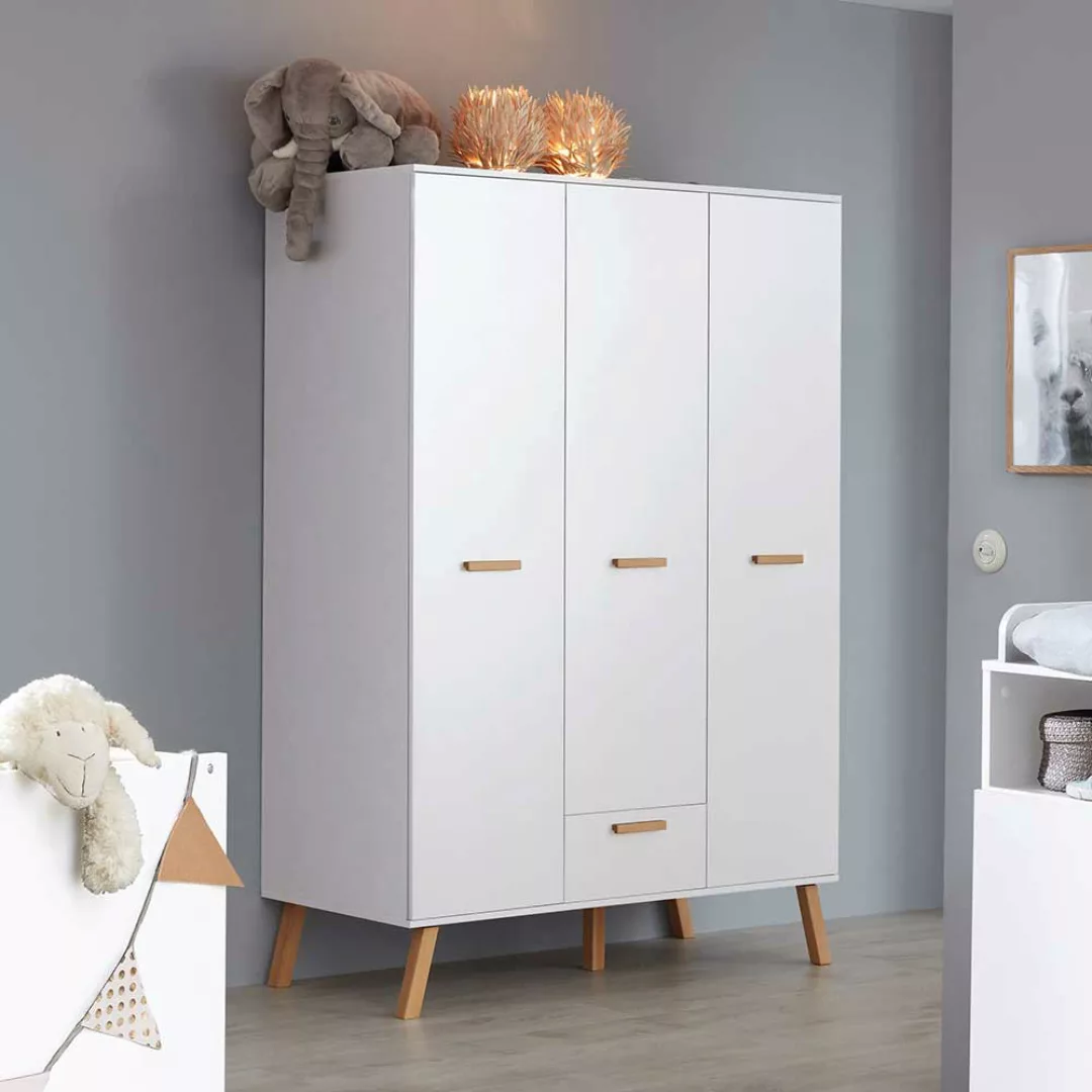 Kleiderschrank Kinderzimmer im Skandi Design 130 cm breit günstig online kaufen