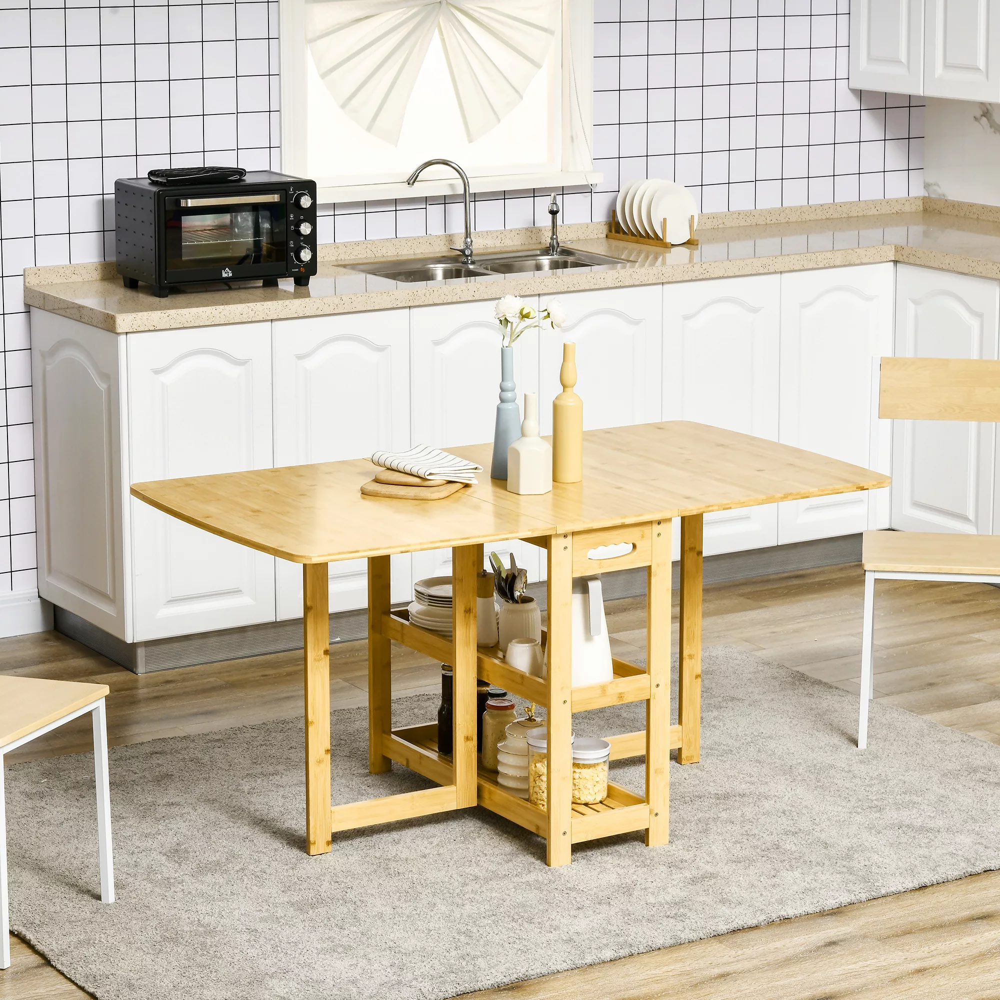 HOMCOM Esstisch Klapptisch Esszimmertisch Küchentisch mit Ablagefächer und günstig online kaufen