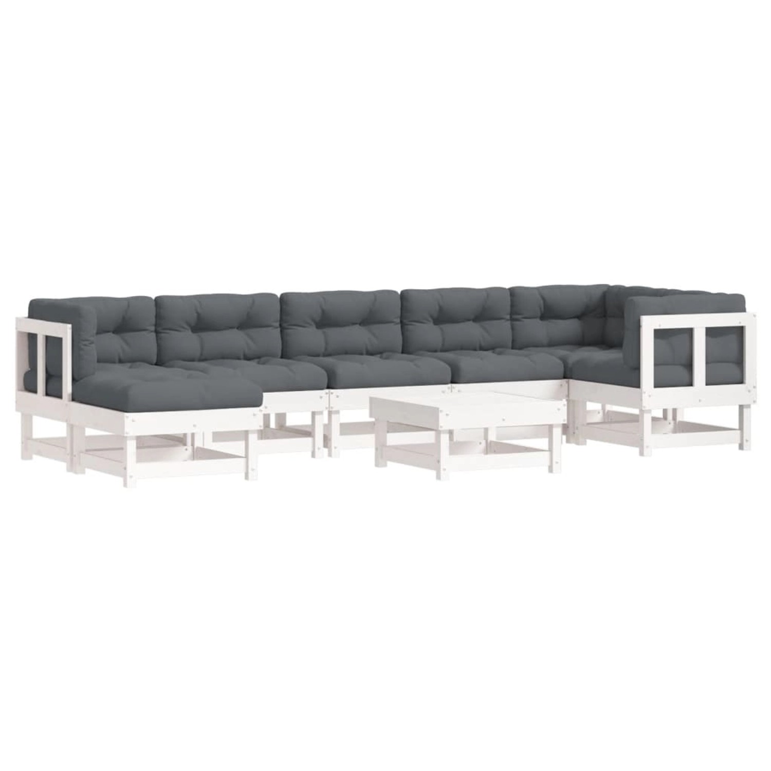 vidaXL 8-tlg Garten-Lounge-Set mit Kissen Weiß Kiefernholz Modell 7 günstig online kaufen