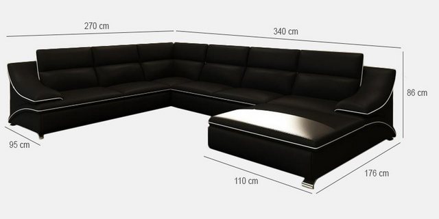 Xlmoebel Sofa Ledersofa in U-Form mit Eckteil Eltmann, Hergestellt in Europ günstig online kaufen