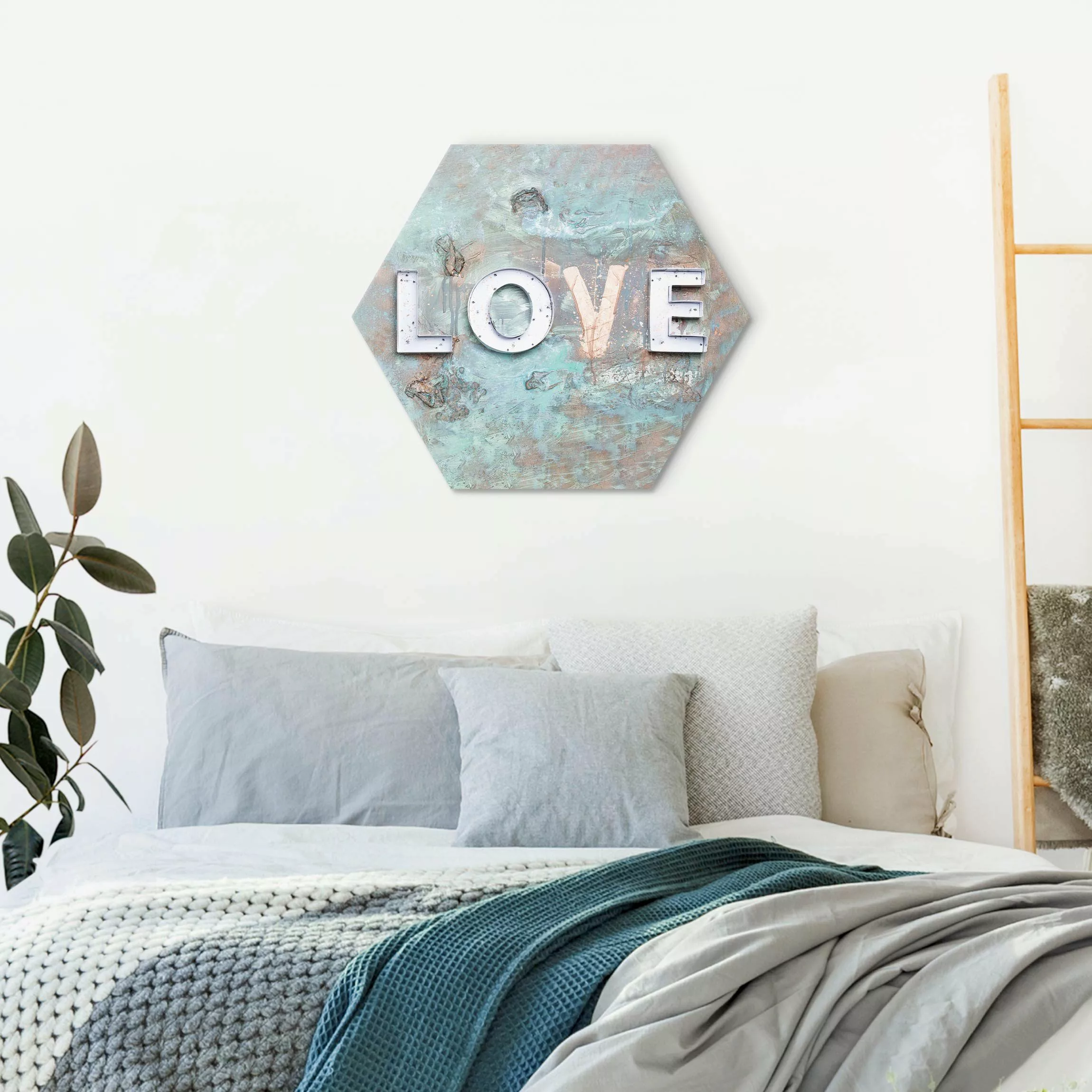 Hexagon-Alu-Dibond Bild Streetart Love günstig online kaufen