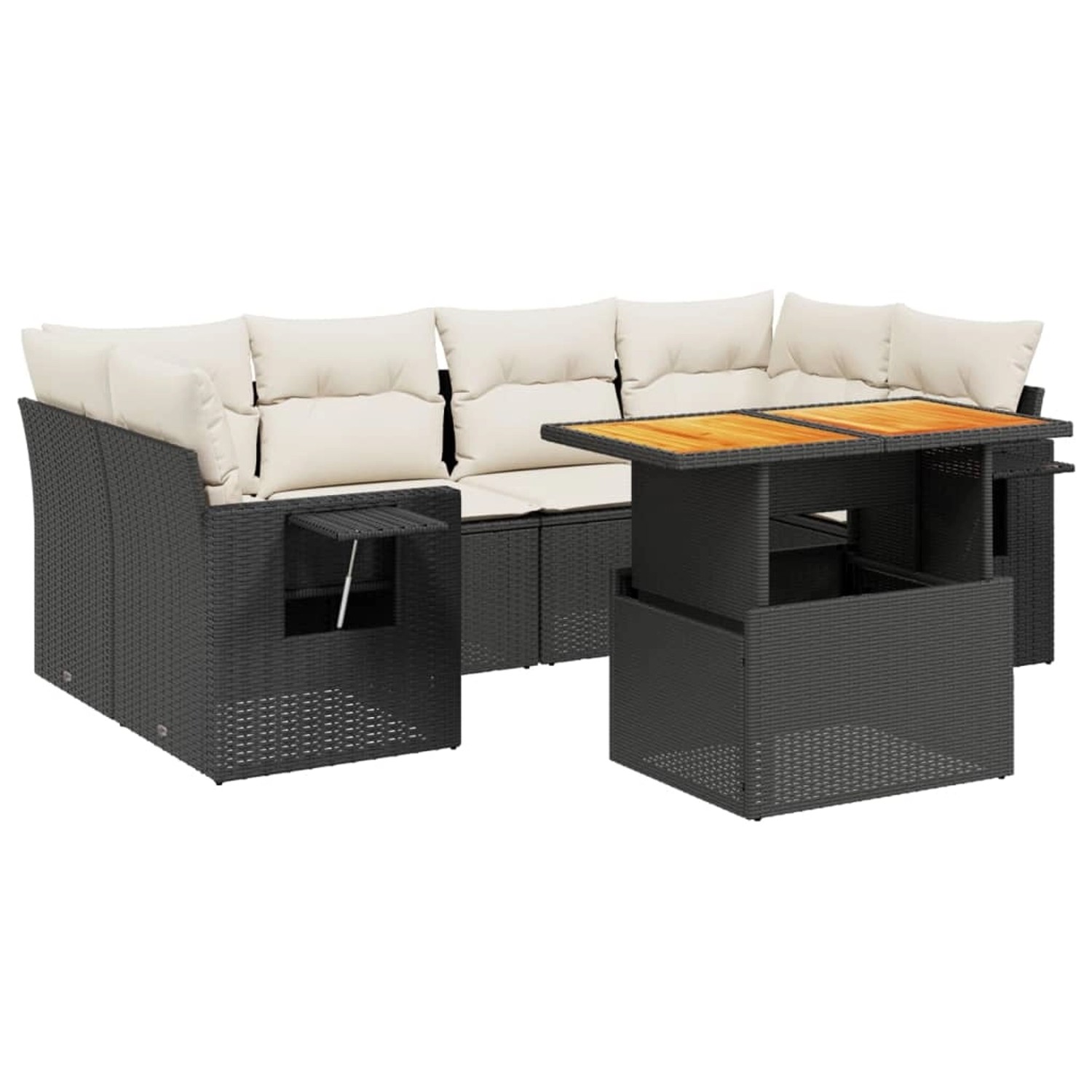 vidaXL 7-Tlg Garten-Sofagarnitur mit Kissen Schwarz Poly Rattan 3271651 günstig online kaufen