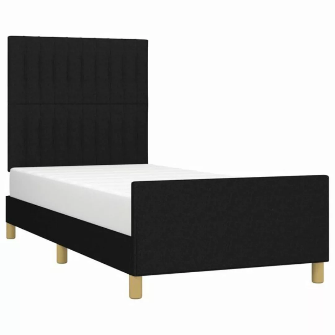 vidaXL Bett Bettgestell mit Kopfteil Schwarz 100x200 cm Stoff günstig online kaufen