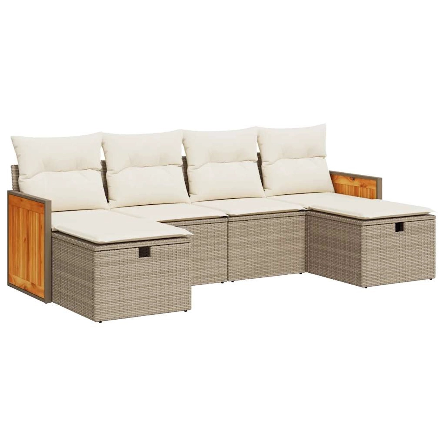 vidaXL 6-Tlg Garten-Sofagarnitur mit Kissen Beige Poly Rattan 3326055 günstig online kaufen