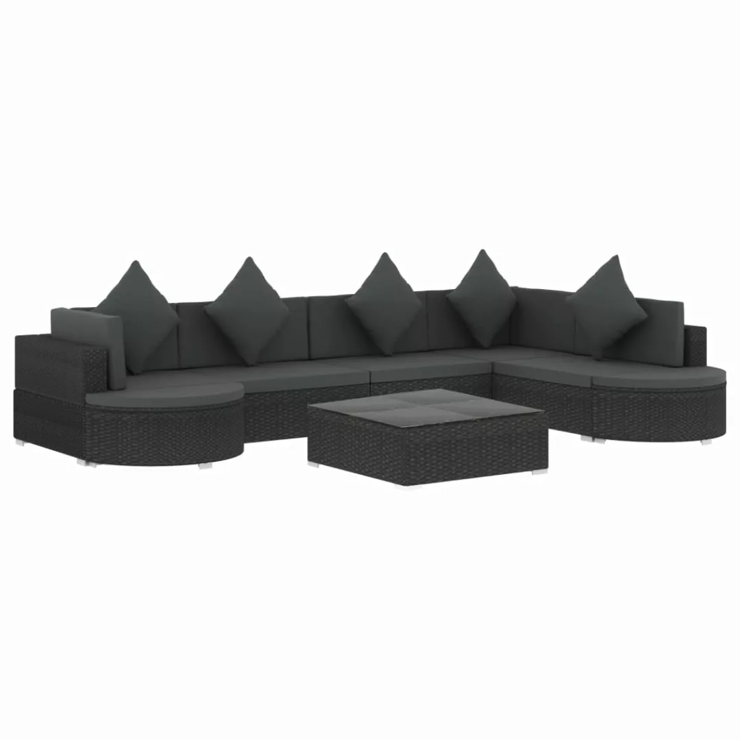 8-tlg. Garten-lounge-set Mit Auflagen Poly Rattan Schwarz günstig online kaufen