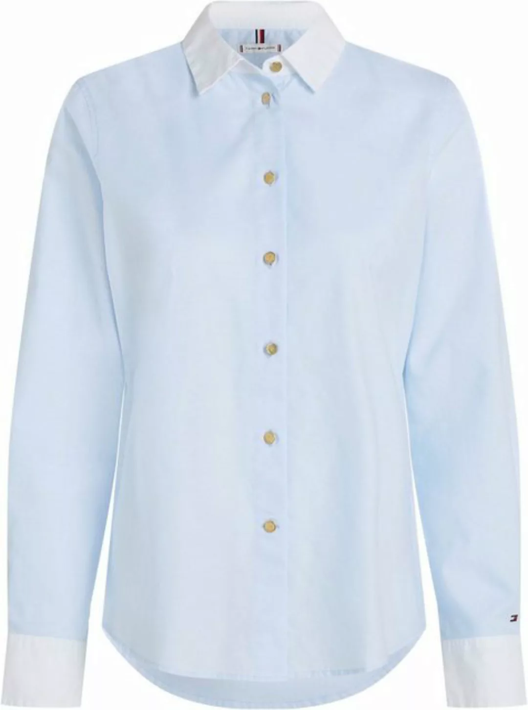 Tommy Hilfiger Hemdbluse GOLD BUTTON REGULAR LS SHIRT mit goldfarbenen Knop günstig online kaufen