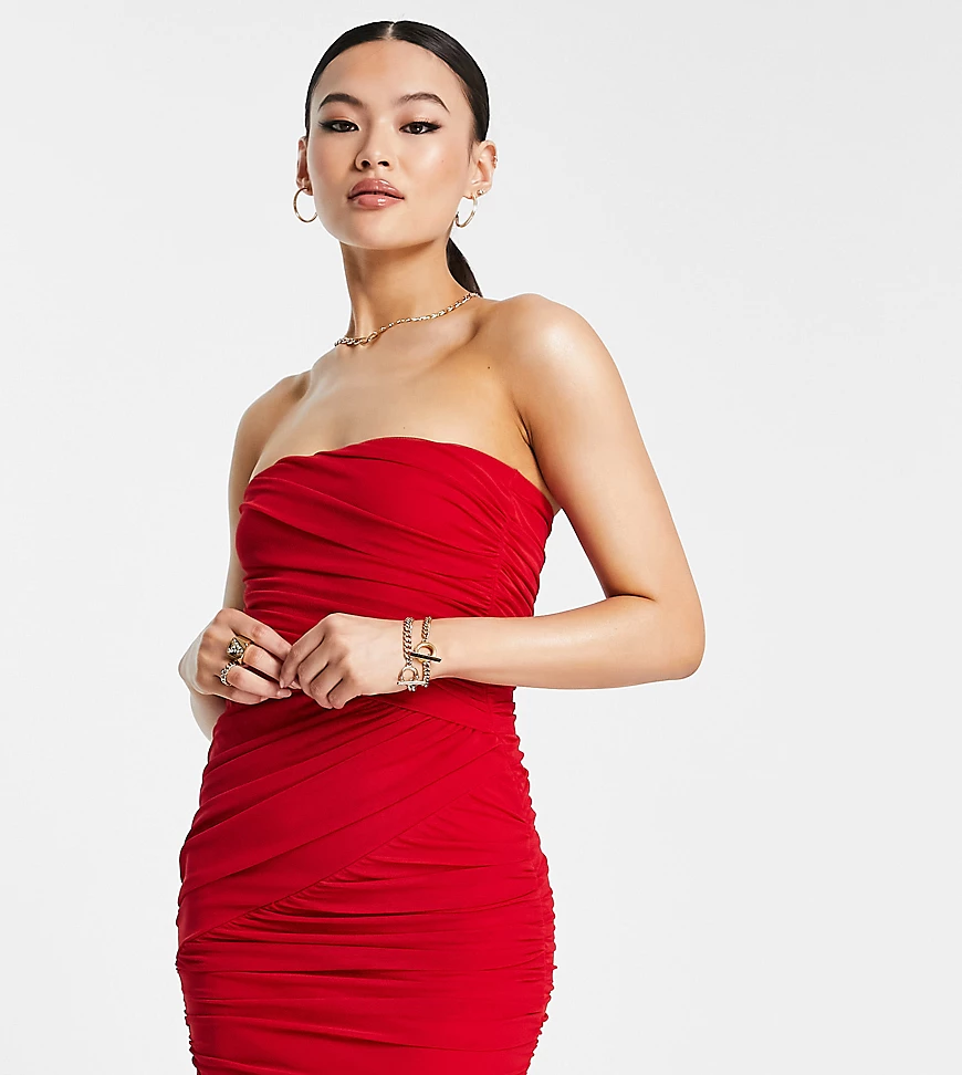 ASYOU – Gerafftes Minikleid aus Netzstoff in Rot günstig online kaufen