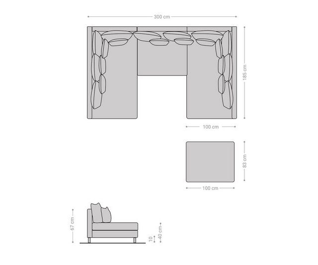 DELIFE Wohnlandschaft Clovis, Grau Flachgewebe mit Hocker Wohnlandschaft Mo günstig online kaufen