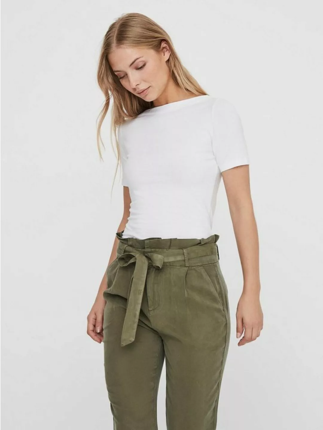 Vero Moda T-Shirt Basic Stretch T-Shirt mit U-Boot-Ausschnitt VMPANDA 5368 günstig online kaufen