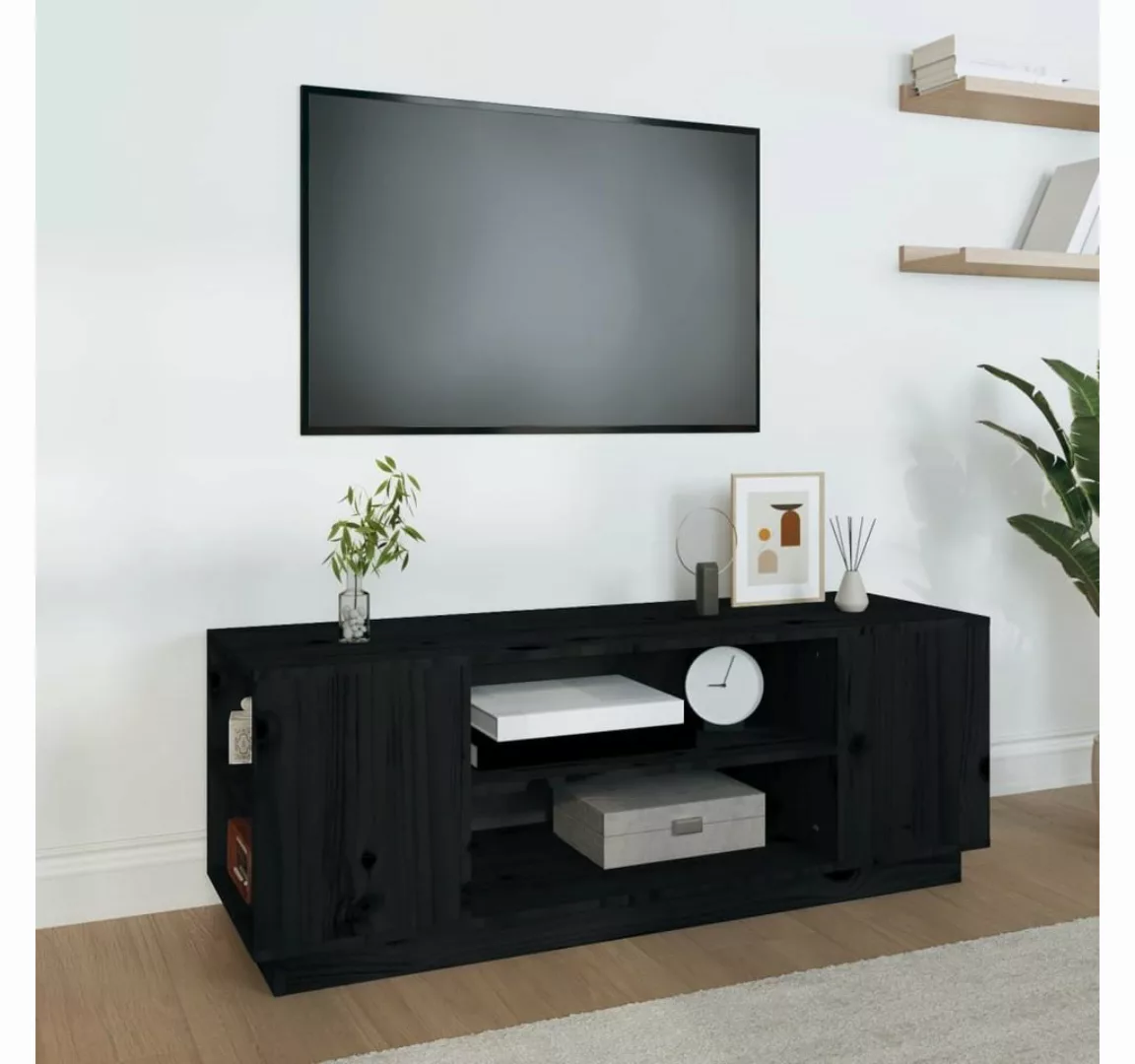 furnicato TV-Schrank Schwarz 110x35x40,5 cm Massivholz Kiefer günstig online kaufen