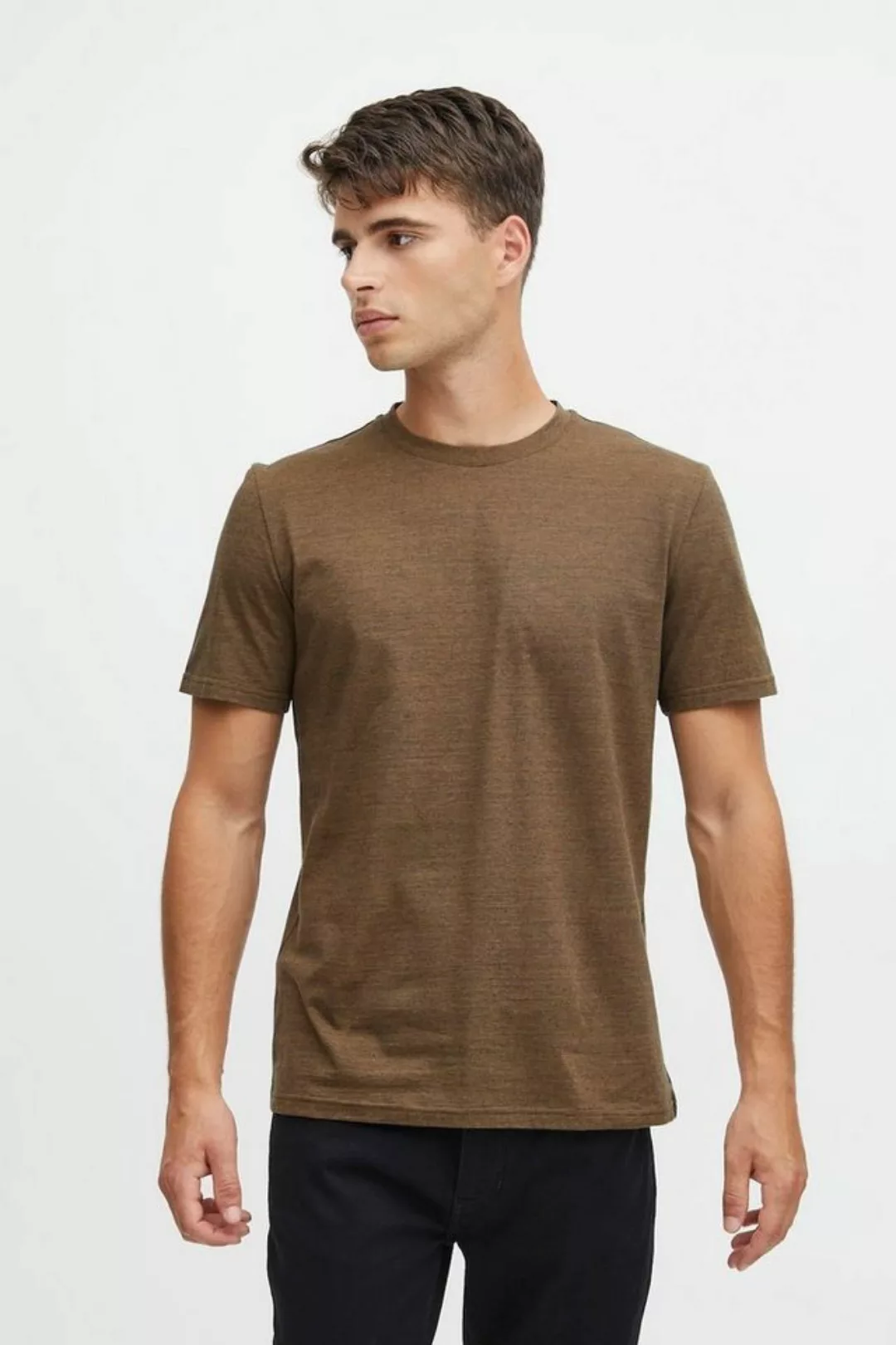 Casual Friday T-Shirt Rundhals Basic T-Shirt Meliert CFThor 5743 in Braun günstig online kaufen