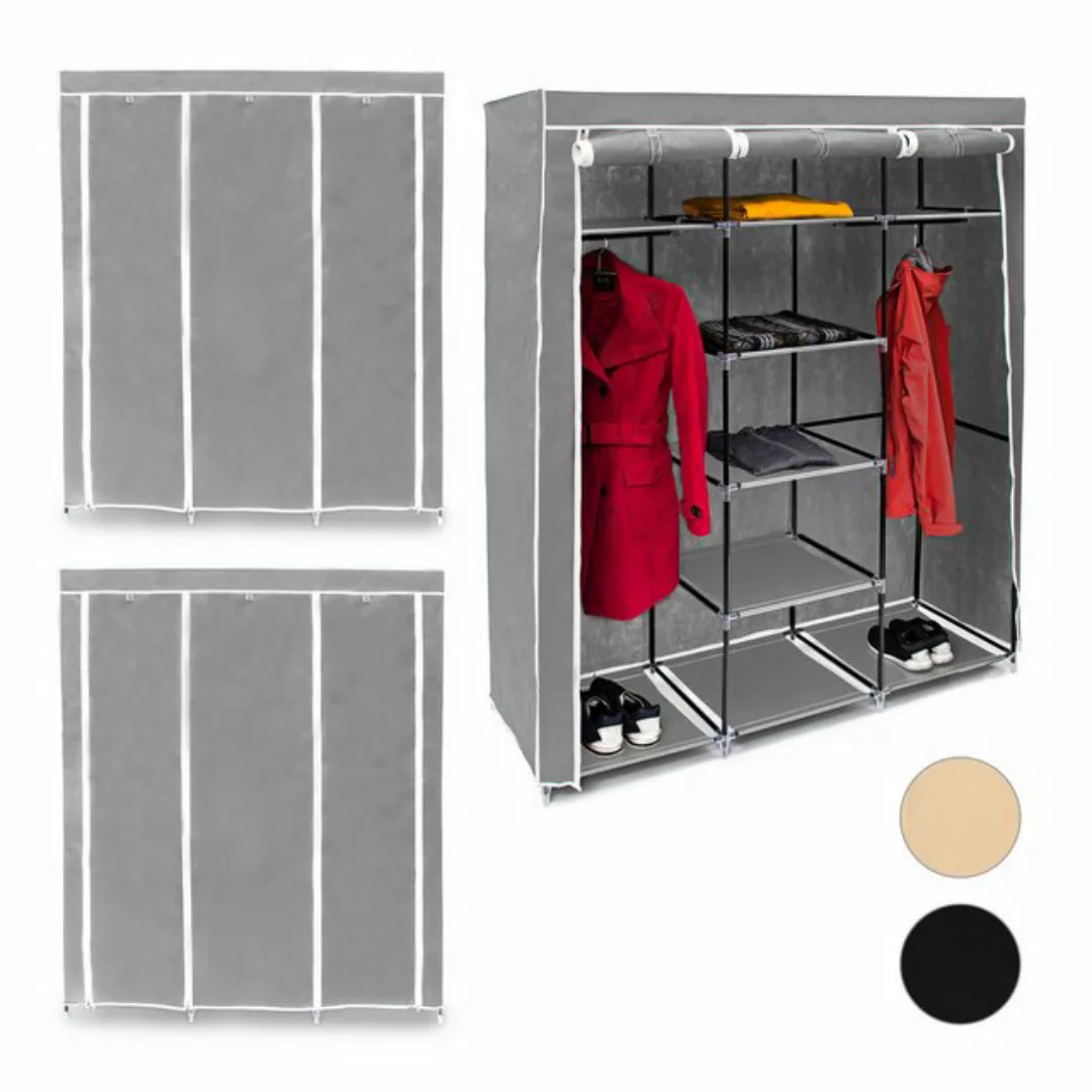 relaxdays Stoffschrank 3 x Stoffkleiderschrank anthrazit günstig online kaufen