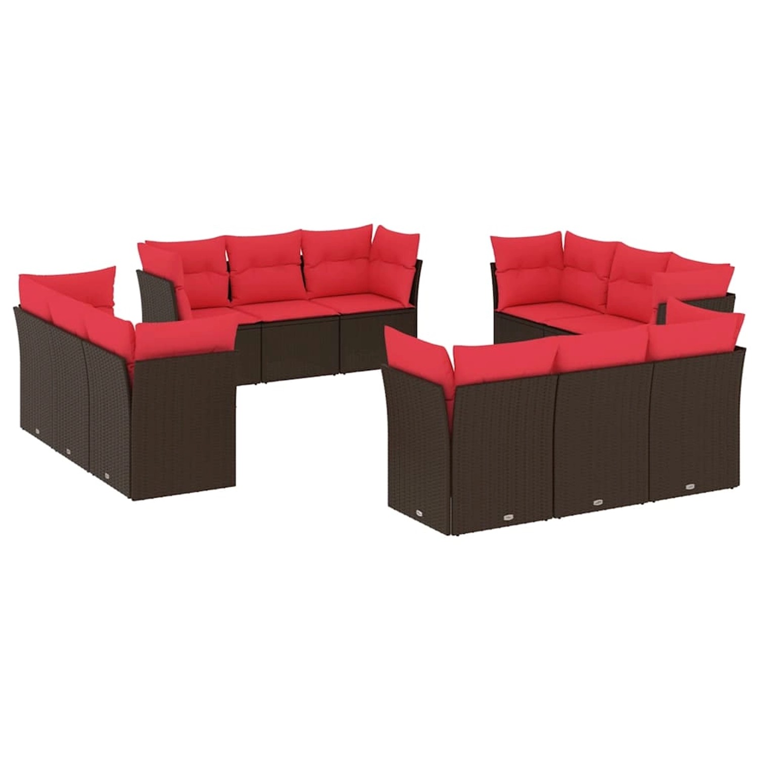 vidaXL 12-Tlg Garten-Sofagarnitur mit Kissen Braun Poly Rattan 3217334 günstig online kaufen
