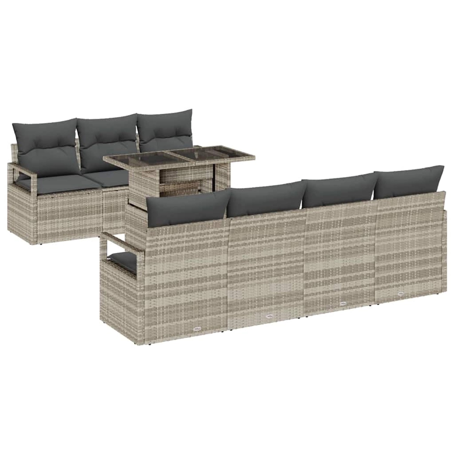 vidaXL Garten-Sofa-Set mit Speicher 8-Tlg Hellgrau Poly Rattan 3357505 günstig online kaufen