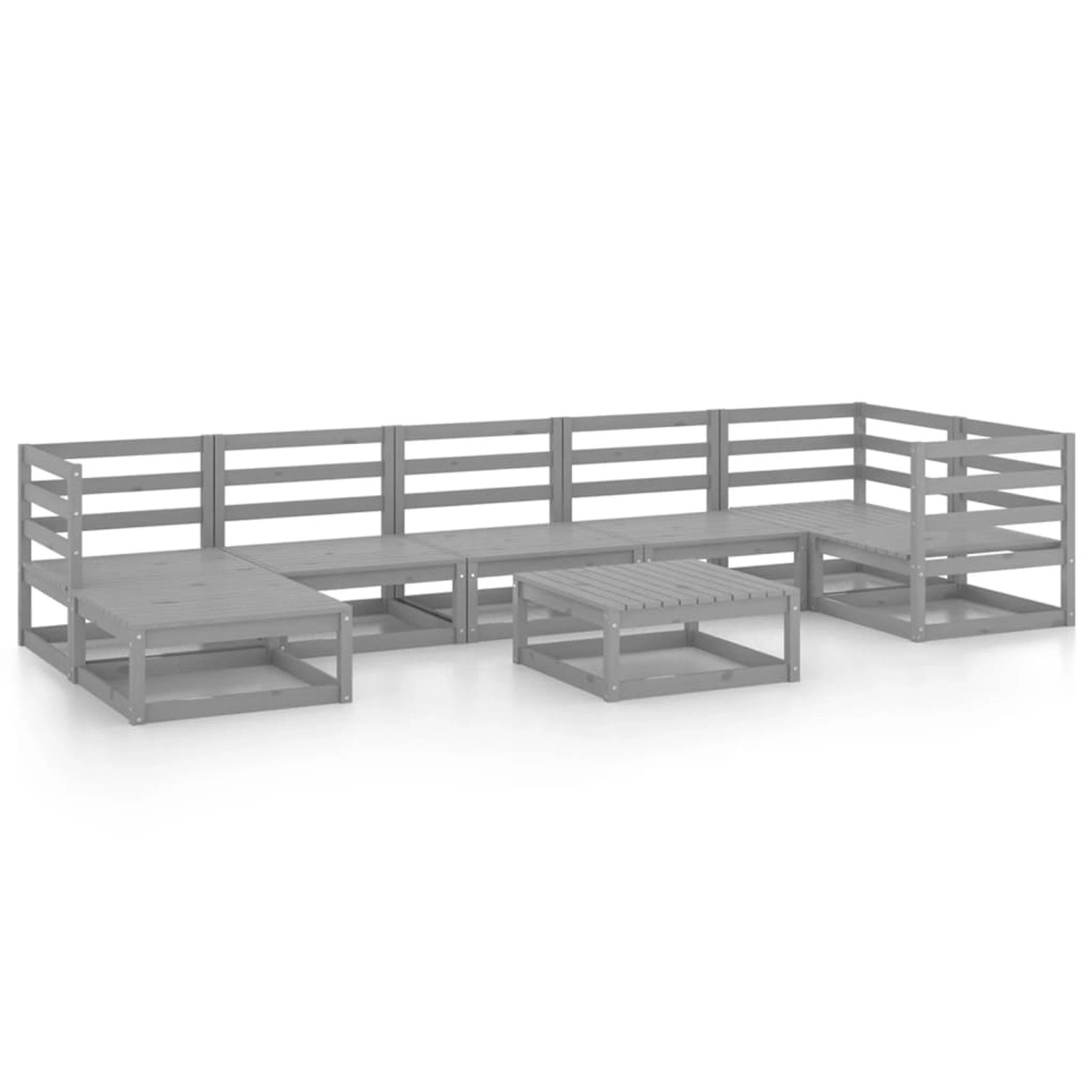 vidaXL 8-tlg Garten-Lounge-Set Grau Kiefer Massivholz Modell 17 günstig online kaufen