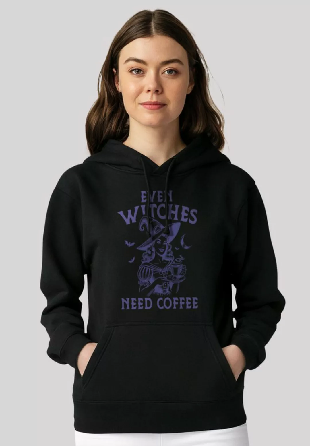 F4NT4STIC Kapuzenpullover Halloween Witch even witches need coffee Premium günstig online kaufen