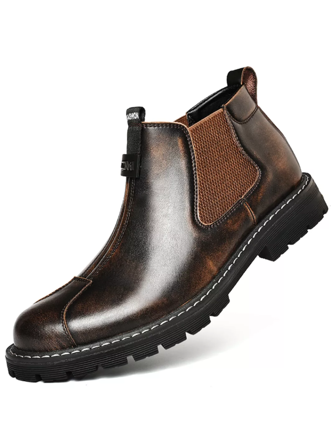 Herren Retro Farbe Leder Rutschfeste Elastische Einsätze Chelsea Stiefel günstig online kaufen