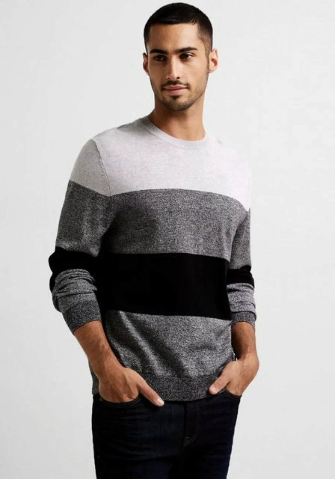 STREET ONE MEN Strickpullover mit mehrfarbigen Blockstreifen günstig online kaufen