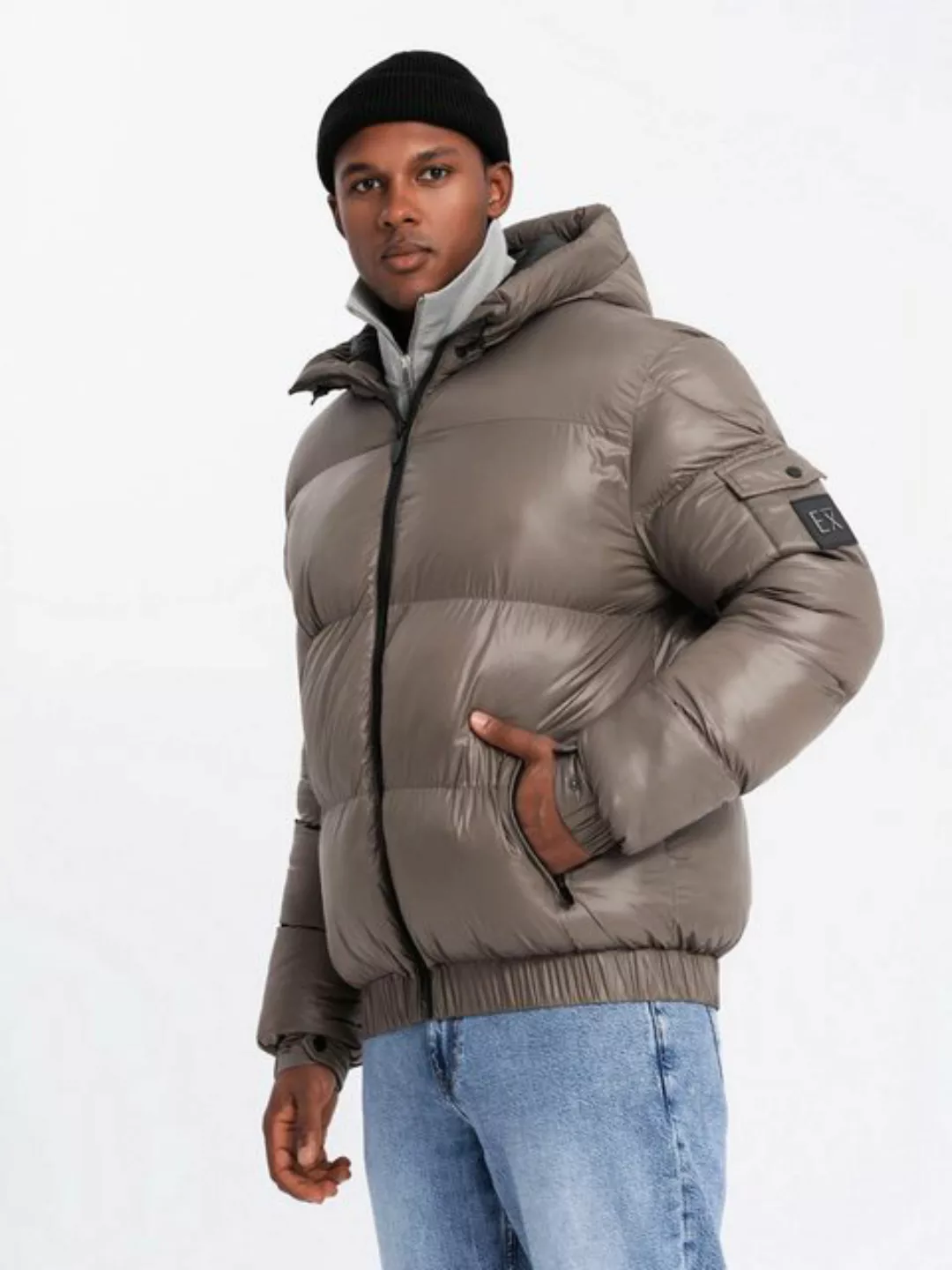 OMBRE Winterjacke Herren-Pufferjacke mit gerippten Abschlüssen günstig online kaufen