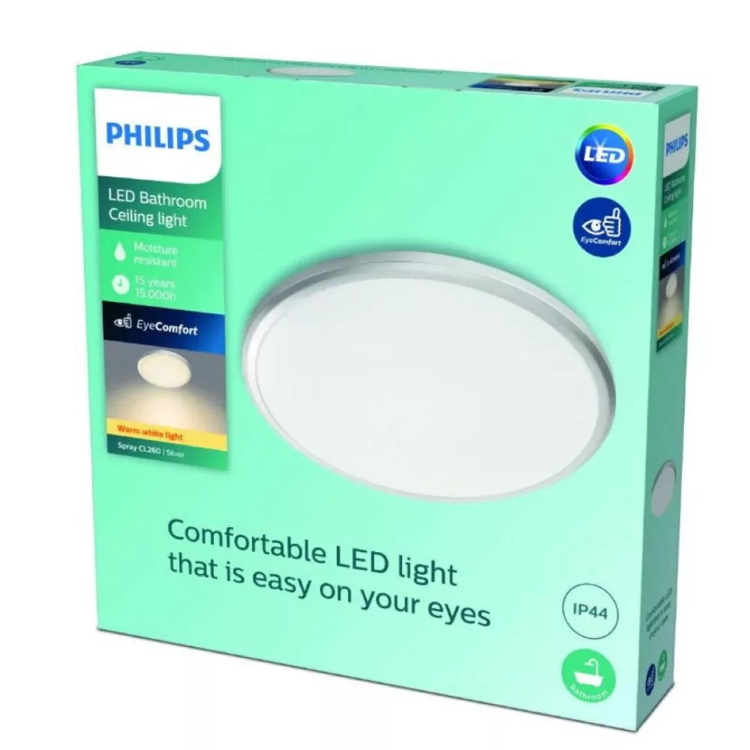 Philips LED Deckenleuchte Spray in Silber 12W 1200lm IP44 günstig online kaufen