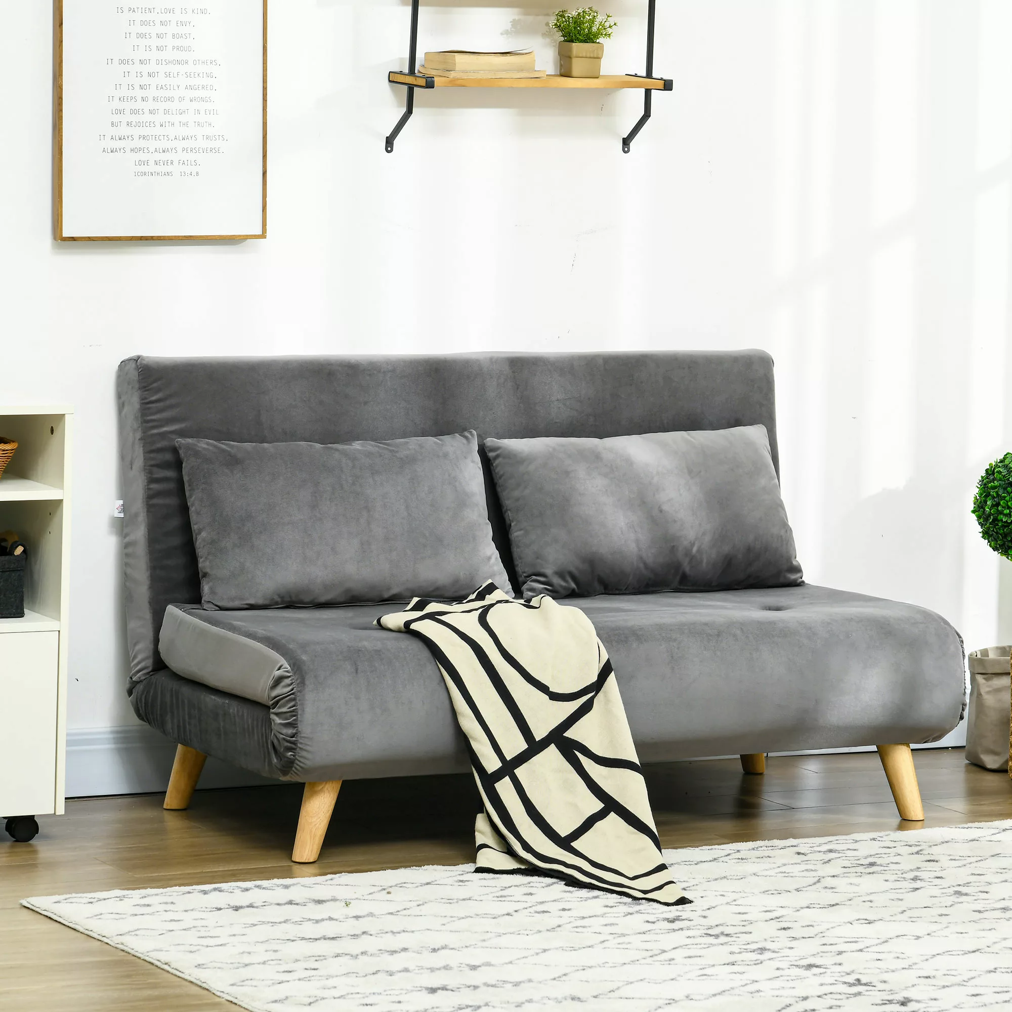 HOMCOM Schlafsofa 2-Sitzer mit Bettfunktion, klappbares Sofa mit verstellba günstig online kaufen