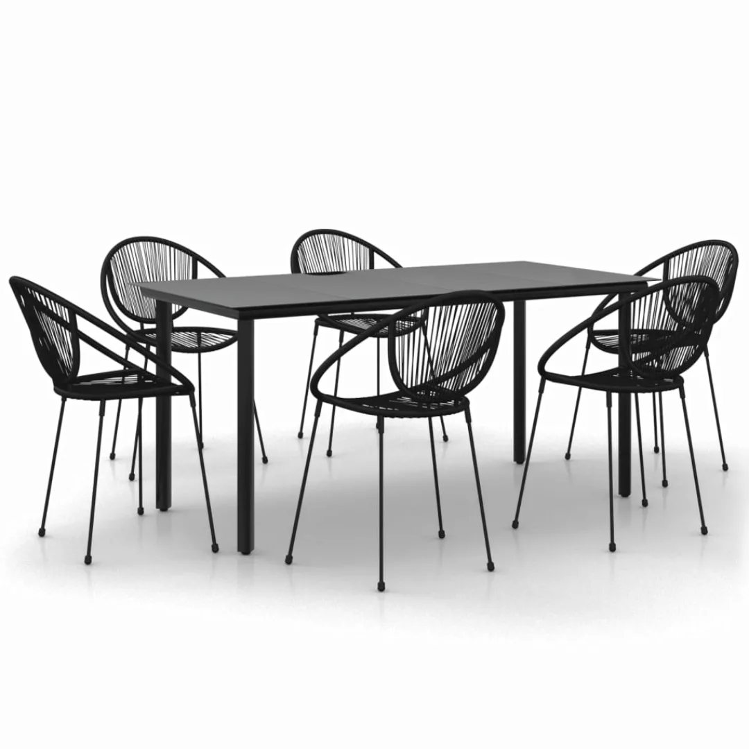 Vidaxl 7-tlg. Garten-essgruppe Schwarz Pvc-rattan günstig online kaufen